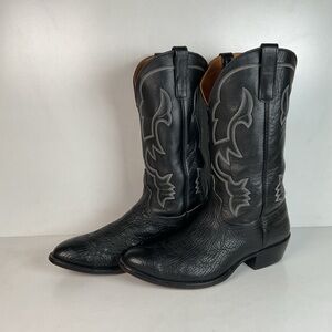 Anderson Bean Black Bullhide Cowboy Boots 12 EE USA Made